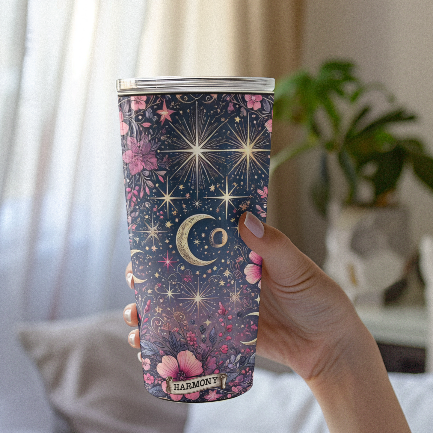 Celestial Floral 20oz Tumbler - Vibrant Travel Mug for All Occasions, Celestial Tumbler, Celestial Harmony Tumbler, Celestial Flower Tumbler