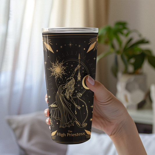 The High Priestess Tarot Card Tumbler, Occult High Priestess tarot card tumbler, The High Priestess Tarot tumbler, High Priestess tarot card