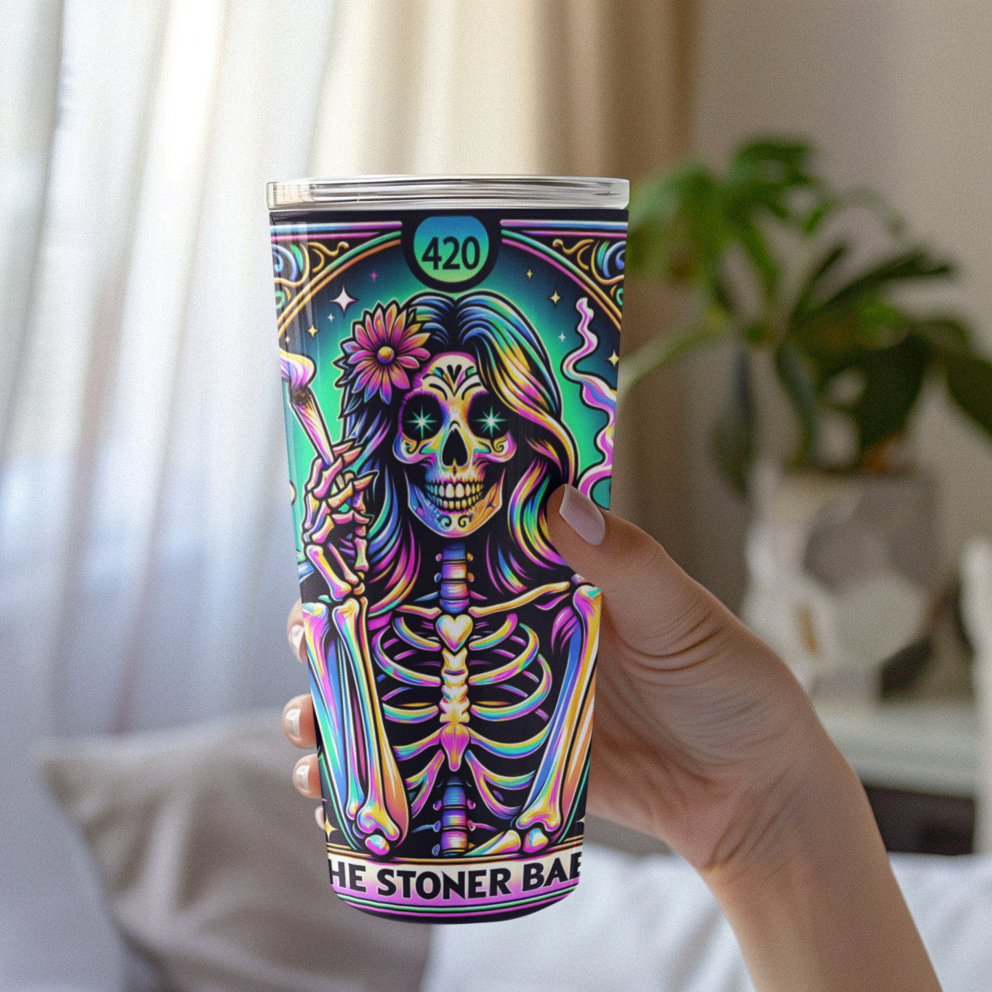 The Stoner Babe Tarot Card Tumbler, 420 Tarot Card Tumbler, Stoner Tumbler, Stoner Babe Tarot Card