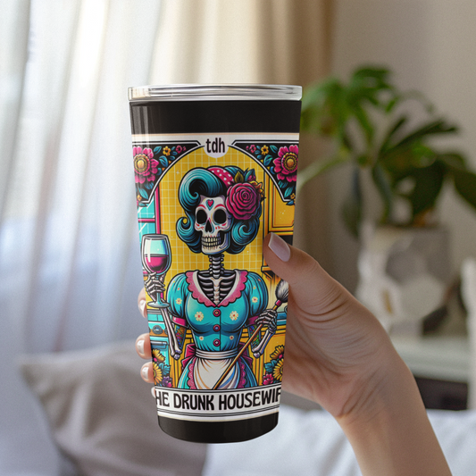 The Drunk Housewife Tarot Card Tumbler, Occult tarot card tumbler, The Drunk Housewife Tarot tumbler, tarot card tumbler