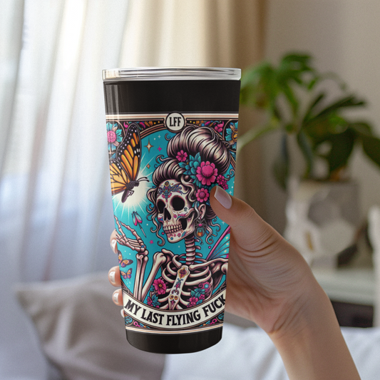 My Last Flying Fuck Tarot Card Tumbler, Occult tarot card tumbler, My Last Flying Fuck Tarot tumbler, tarot card tumbler