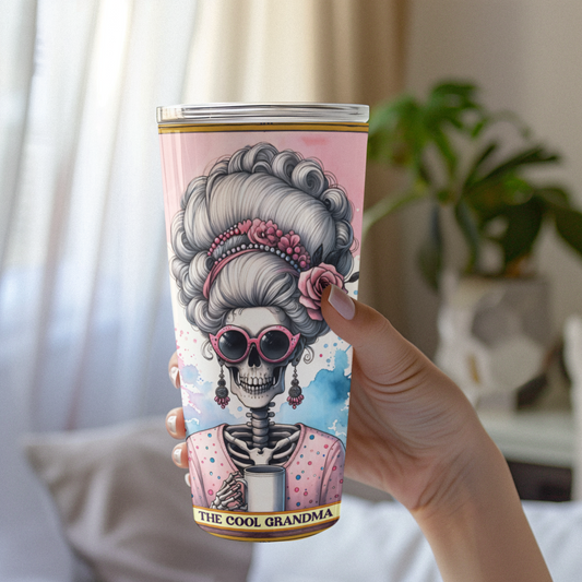 Artistic 20oz Tumbler - 'The Cool Grandma' Design, The Cool Grandma Tarot Card Tumbler, Cool Grandma Tumbler