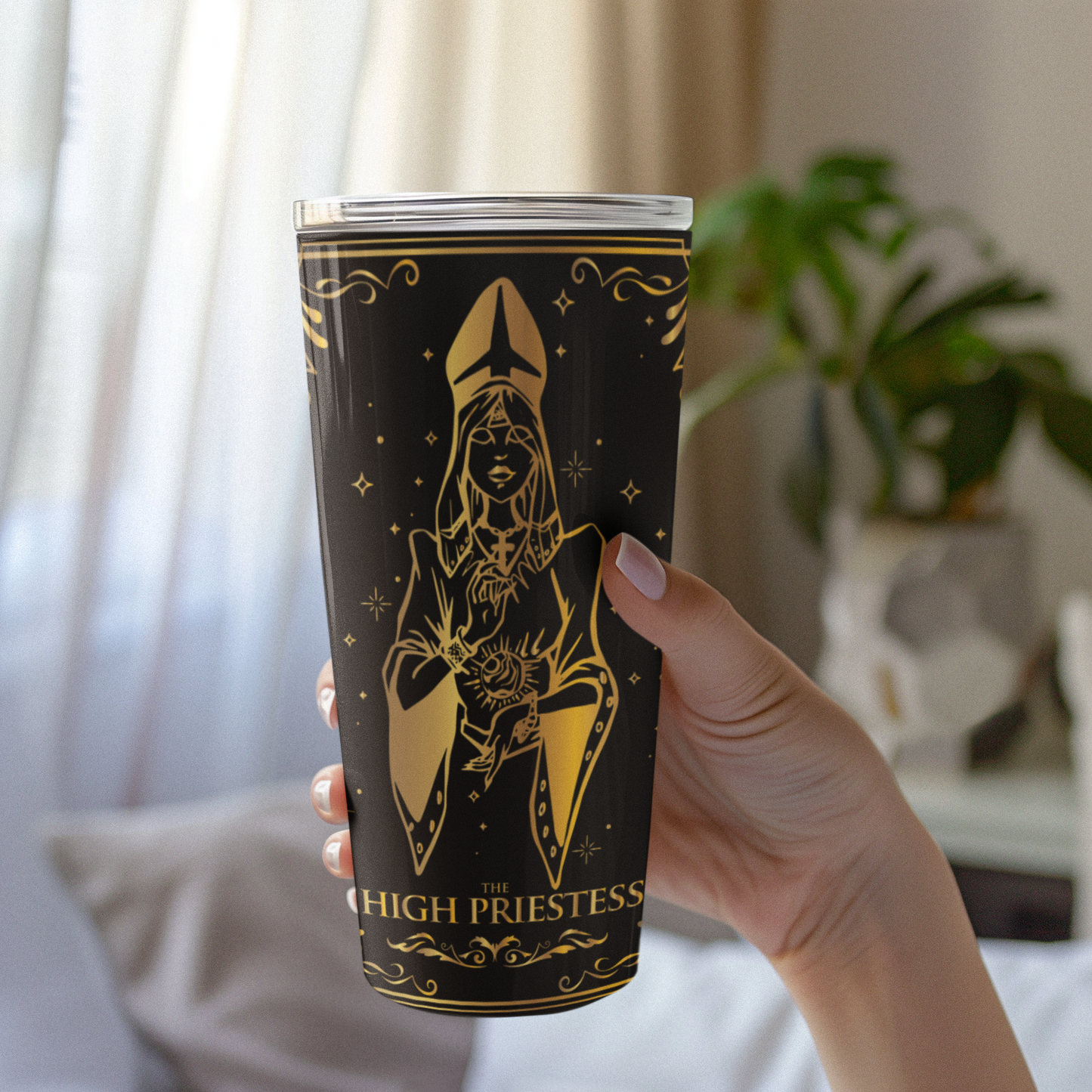 The High Priestess Tarot Card Tumbler, Occult High Priestess tarot card tumbler, The High Priestess Tarot tumbler, High Priestess Tumbler